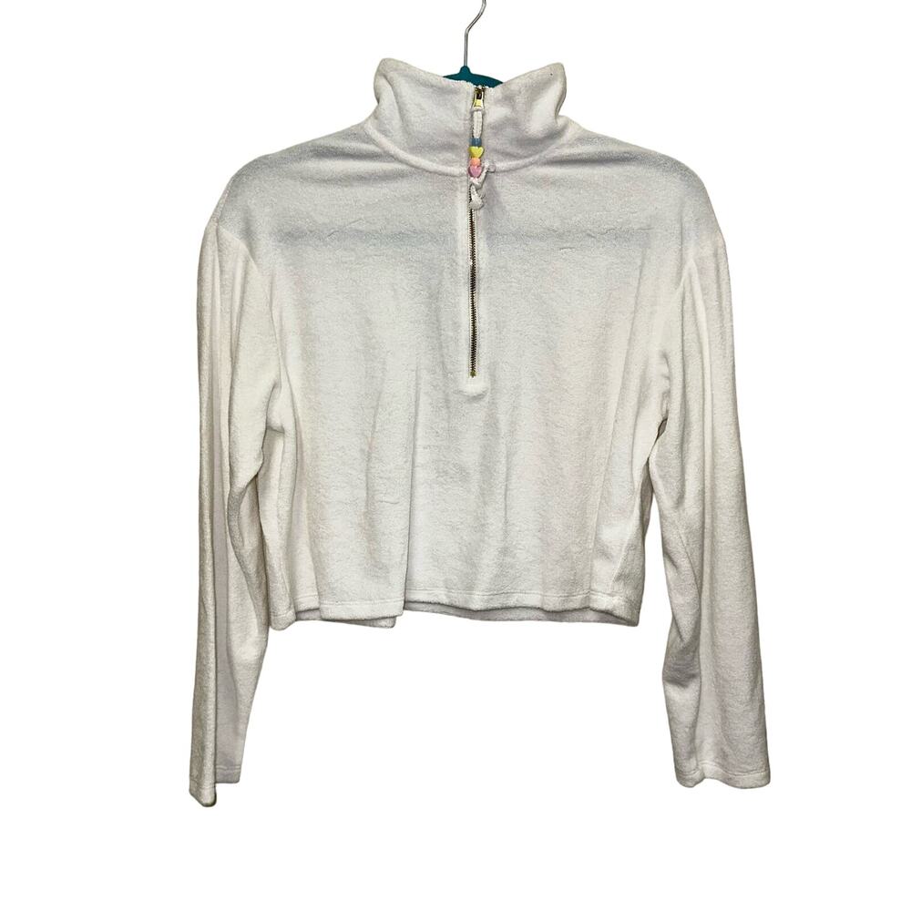 Stoney Clover Lane x Target Cropped Terry Quarter‎ Zip XS White Heart Zipper